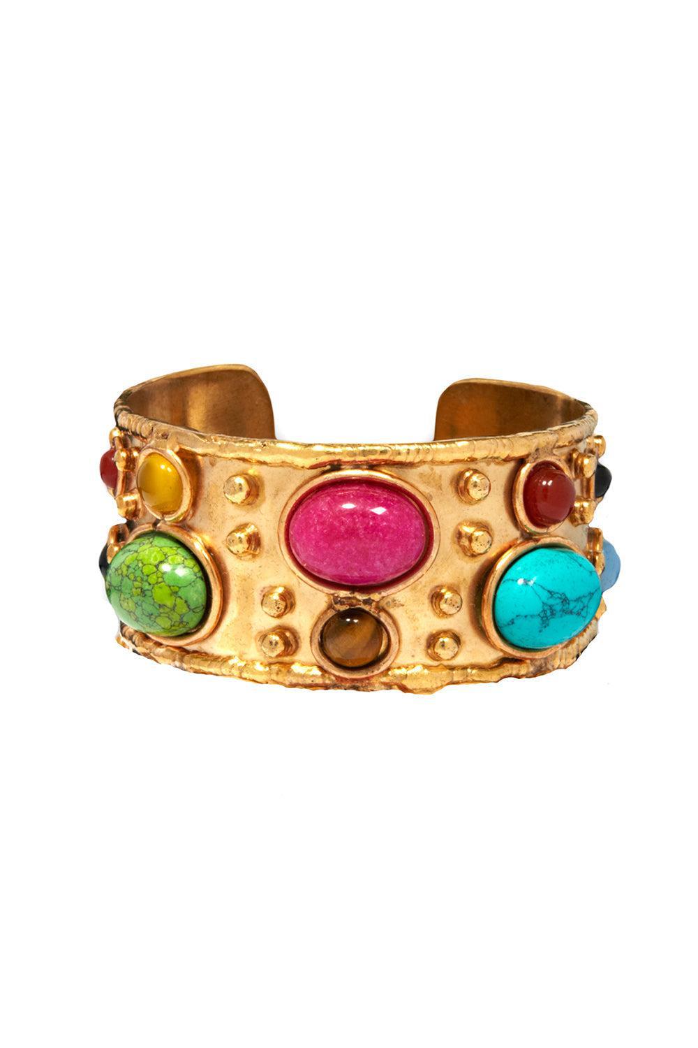 SYLVIA TOLEDANO-Turqouise Onyx Byzantine Cuff Bracelet-GOLD