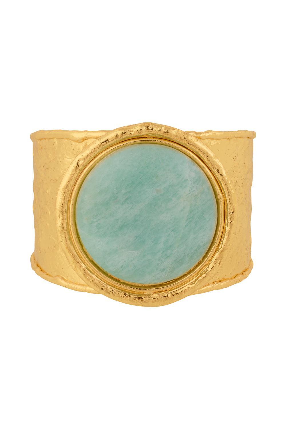 Amazonite Sphere Cuff Bracelet-GREEN-JEWELRYBOUTIQUEBRACELET O-SYLVIA TOLEDANO