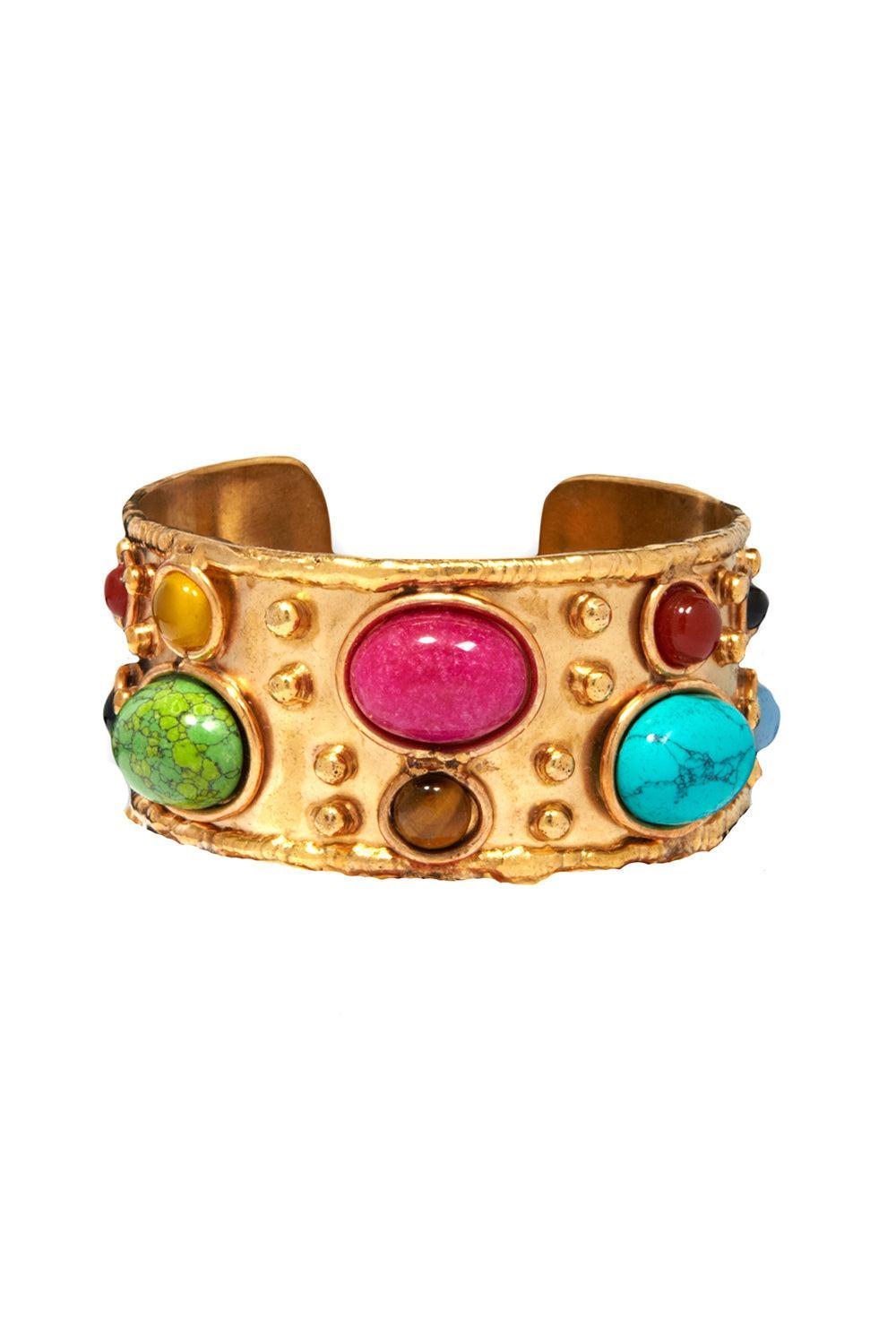 Turquoise Ruby Byzantine Cuff Bracelet-MULTI-JEWELRYBOUTIQUEBRACELET O-SYLVIA TOLEDANO