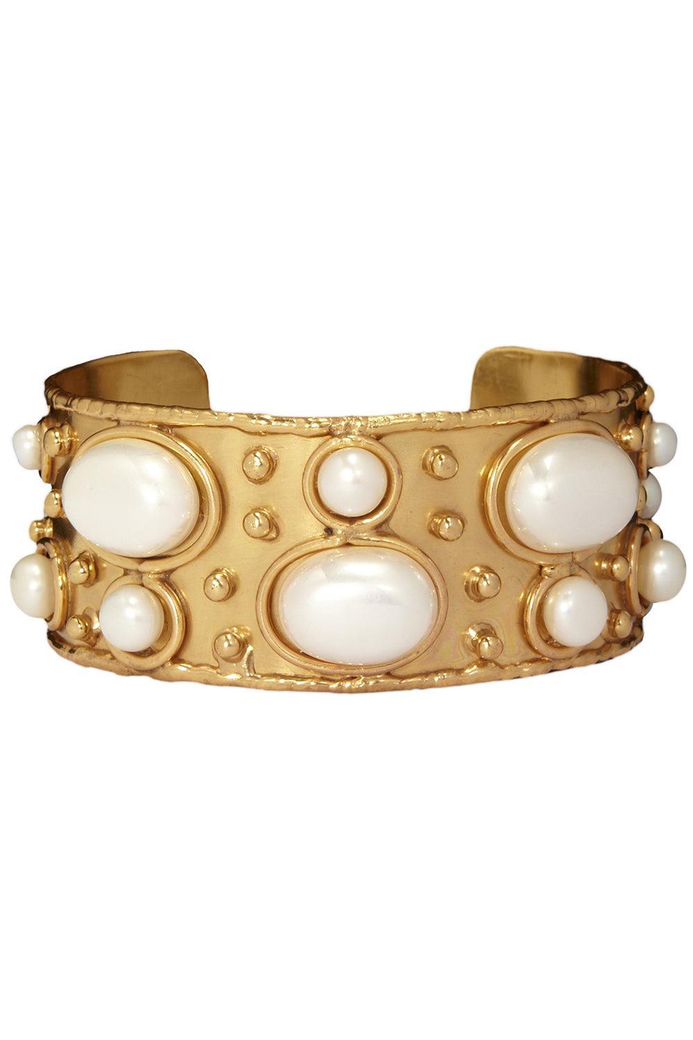 Pearl Byzantine Cuff Bracelet-PEARL-JEWELRYBOUTIQUEBRACELET O-SYLVIA TOLEDANO
