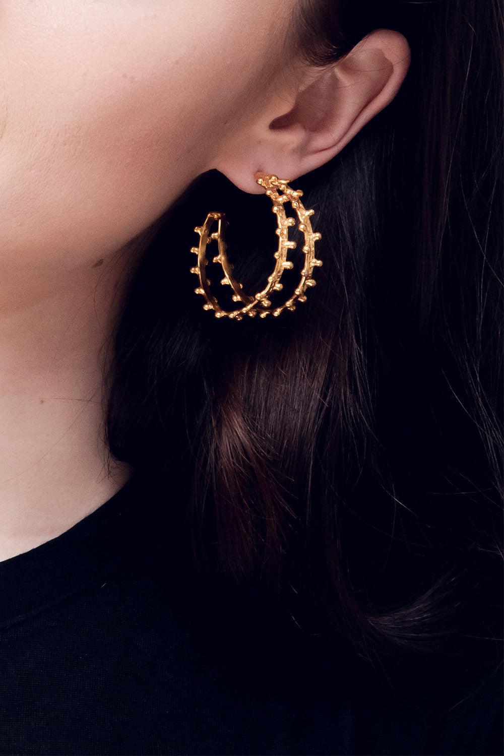 Gipsy Hoop Earrings-GOLD-JEWELRYBOUTIQUEEARRING-SYLVIA TOLEDANO