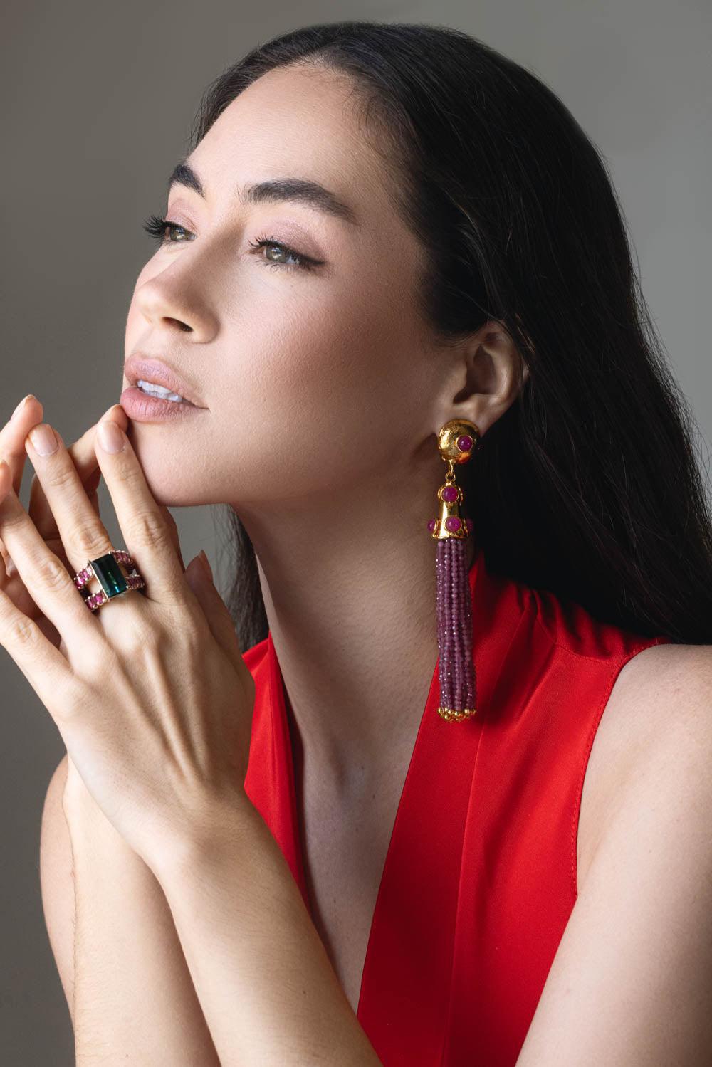 SYLVIA TOLEDANO-Pink Jade Gio Drop Earrings-GOLD