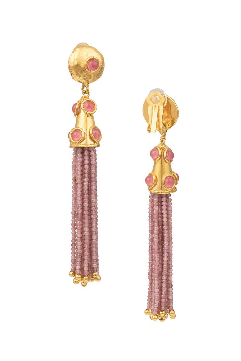 Pink Jade Gio Drop Earrings-GOLD-JEWELRYBOUTIQUEEARRING-SYLVIA TOLEDANO