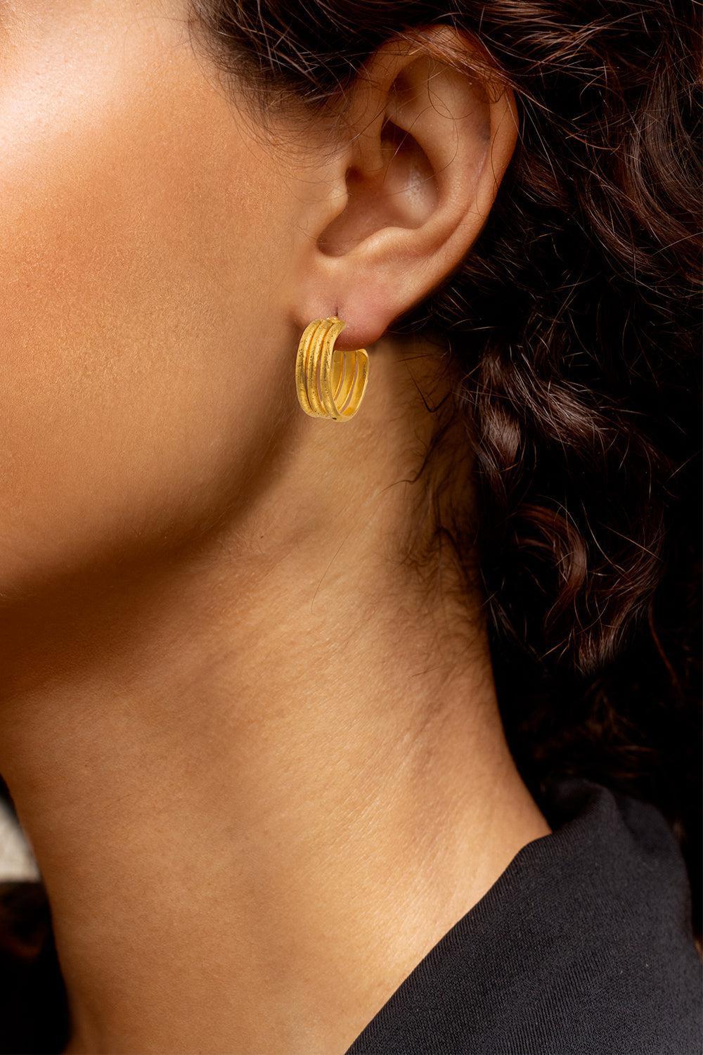 SYLVIA TOLEDANO-Stripes Hoop Earrings-GOLD