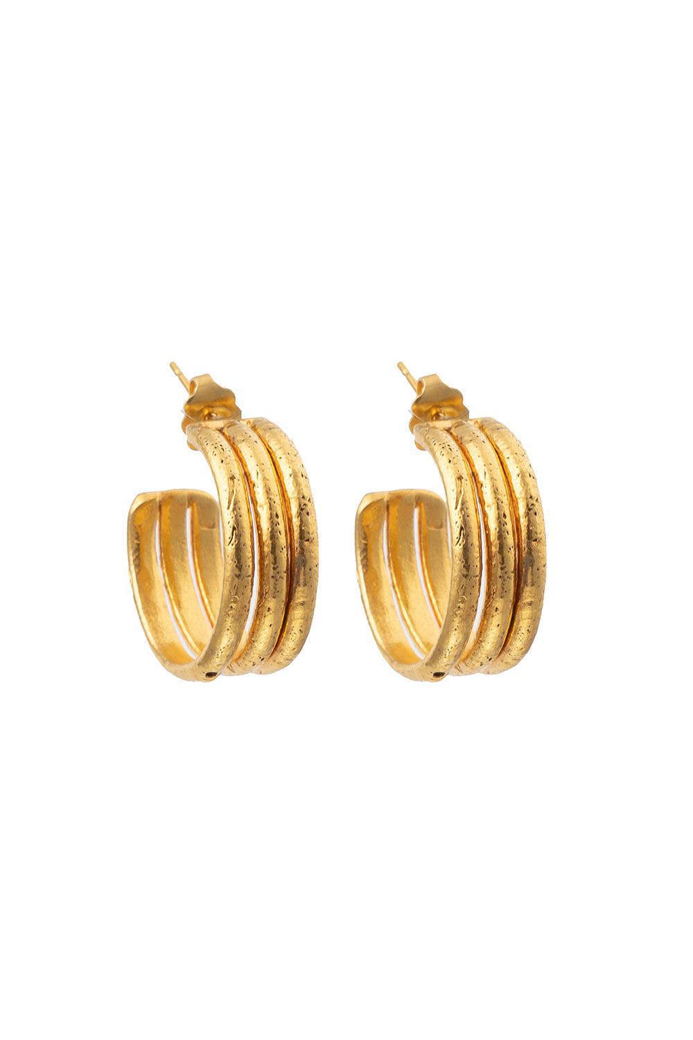 SYLVIA TOLEDANO-Stripes Hoop Earrings-GOLD