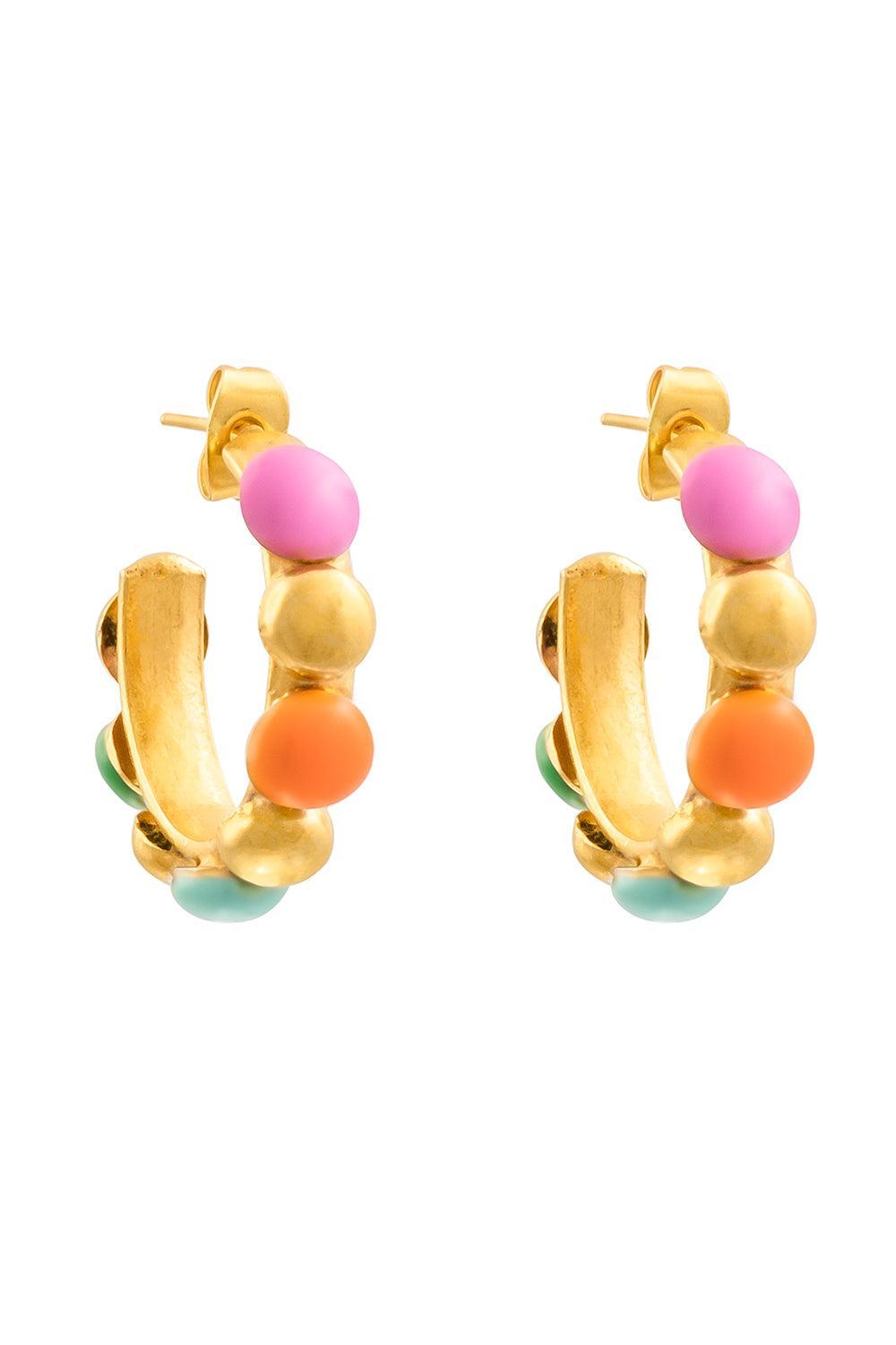 Mini Enamel Creole Earrings-MULTI-JEWELRYBOUTIQUEEARRING-SYLVIA TOLEDANO