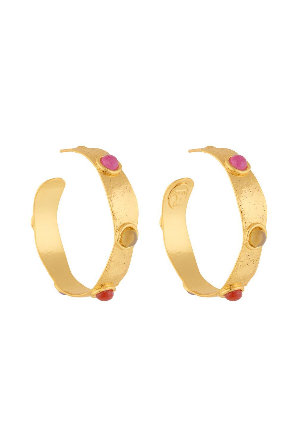 Pink Jasper Carnelian Bianca Summer Hoop Earrings-MULTI-JEWELRYBOUTIQUEEARRING-SYLVIA TOLEDANO