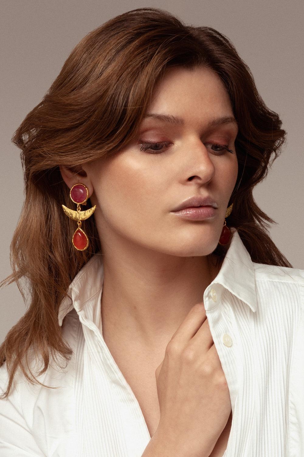 Pink Jasper Cornaline Earrings-PINK-JEWELRYBOUTIQUEEARRING-SYLVIA TOLEDANO