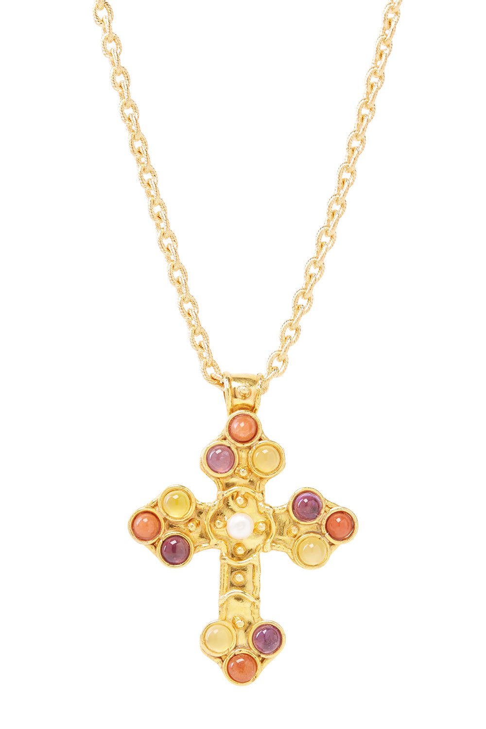 SYLVIA TOLEDANO-Amethyst Croix Pendant Necklace-GOLD