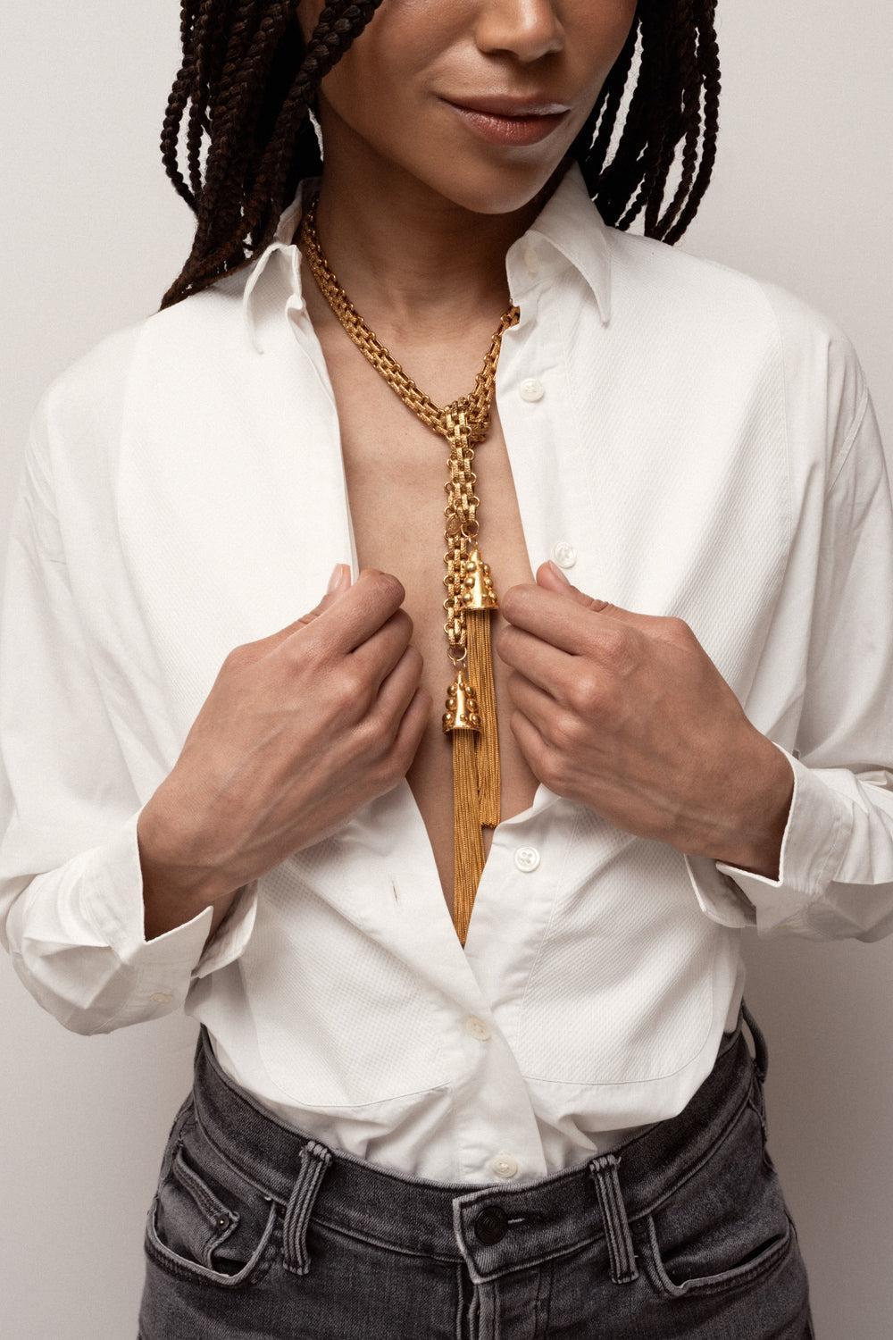 Tie Necklace-GOLD-JEWELRYBOUTIQUENECKLACE O-SYLVIA TOLEDANO