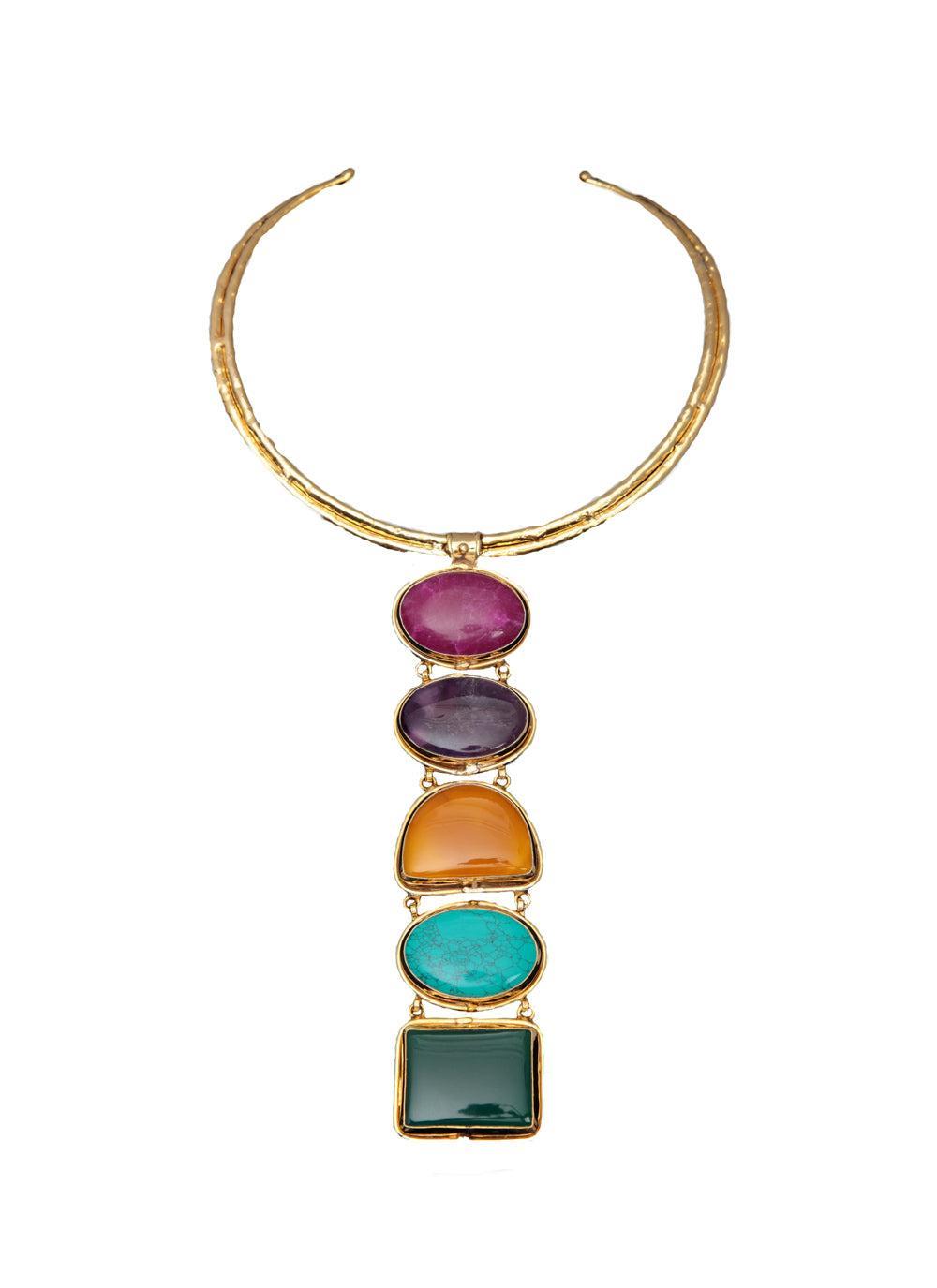 Ruby Amethyst Quartz Turquoise Totem Necklace-MULTI-JEWELRYBOUTIQUENECKLACE O-SYLVIA TOLEDANO