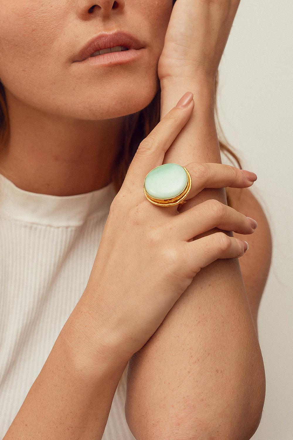 Amazonite Macaron Ring-AMAZONITE-6-JEWELRYBOUTIQUERING-SYLVIA TOLEDANO