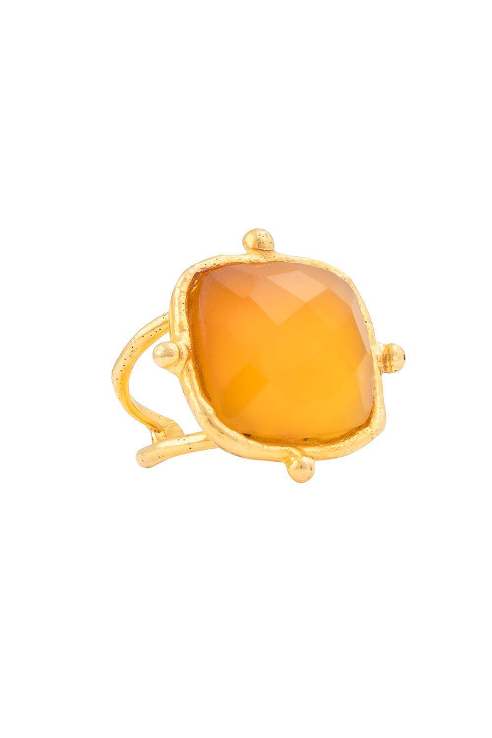 SYLVIA TOLEDANO-Yellow Onyx Coussin Ring-GOLD