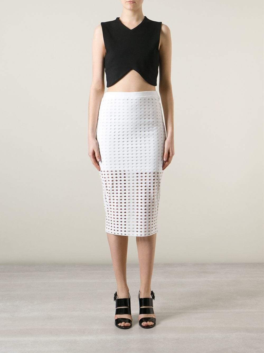 T BY ALEXANDER WANG-Circular Hole Jacquard Jersey Skirt-