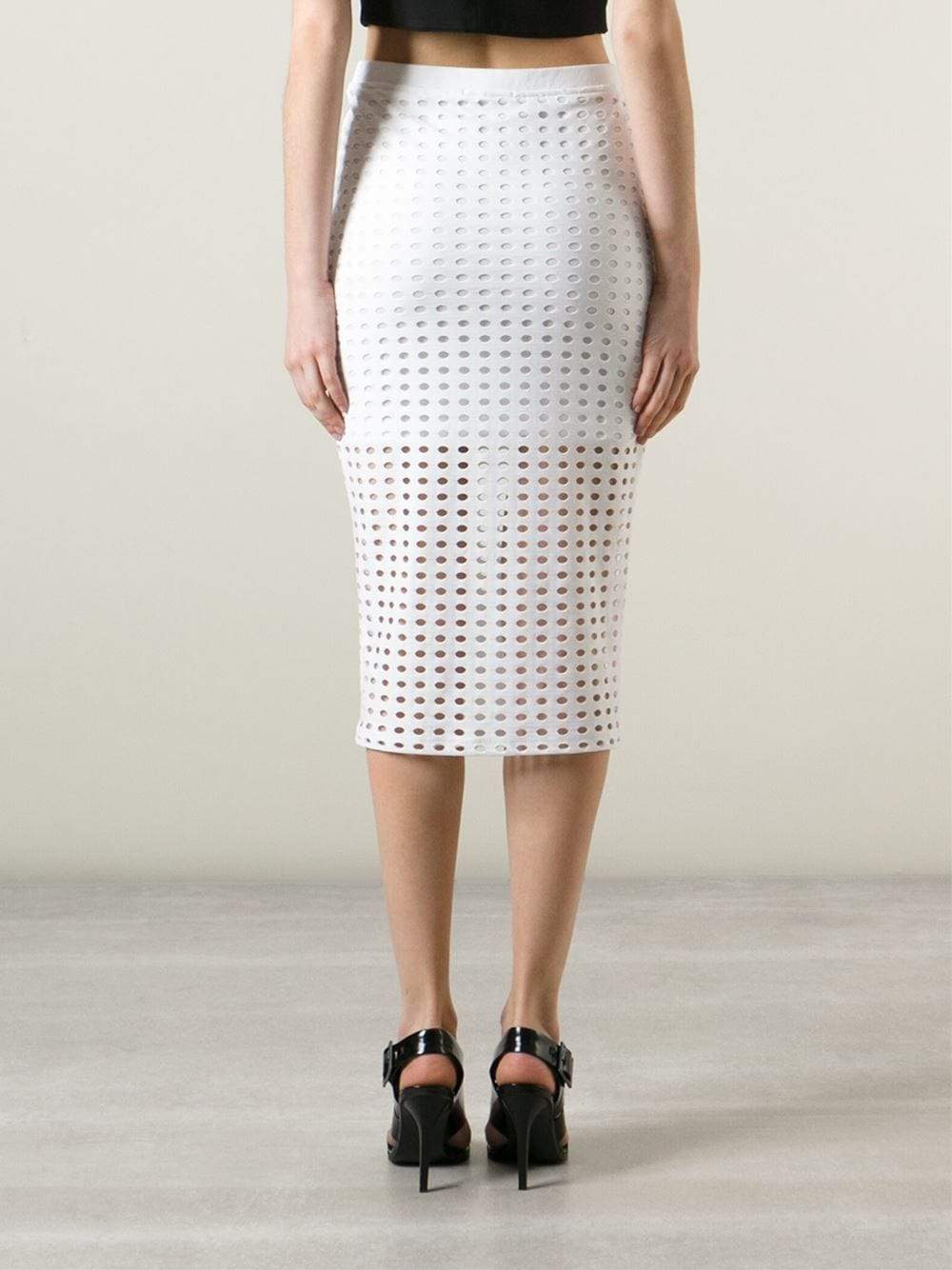 T BY ALEXANDER WANG-Circular Hole Jacquard Jersey Skirt-