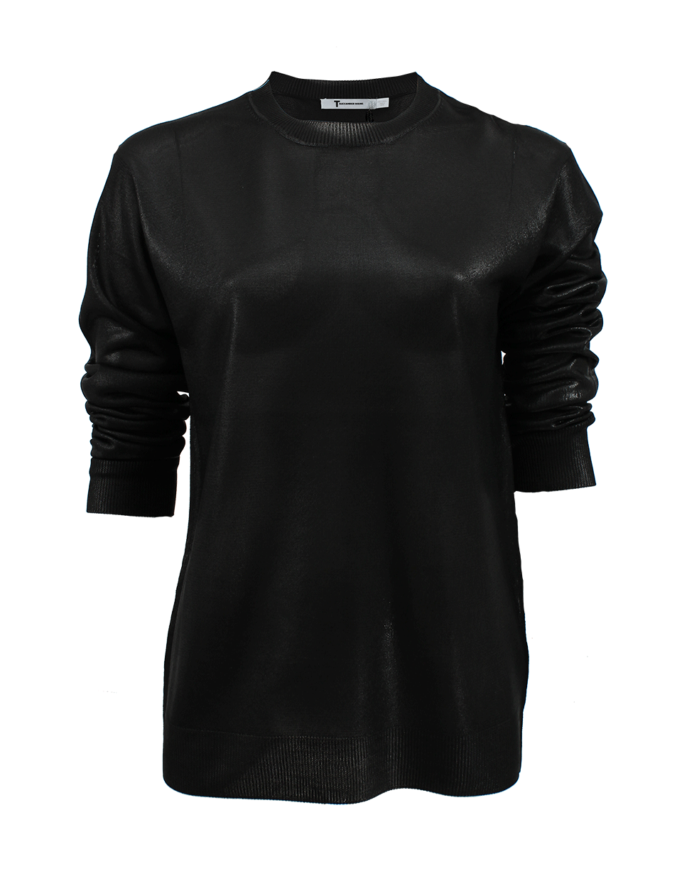 T BY ALEXANDER WANG-Long Sleeve Crewneck Foiled Knit Pullover-