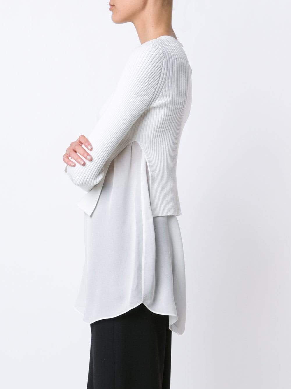 T BY ALEXANDER WANG-Ribbed And Sheer Pullover-