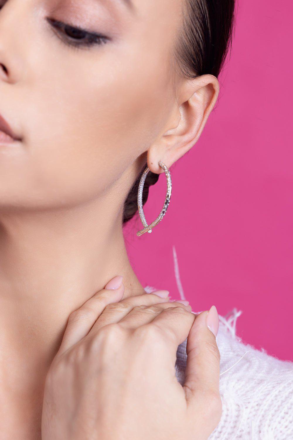 TABAYER-Oera Orb Diamond Earrings-WHITE GOLD
