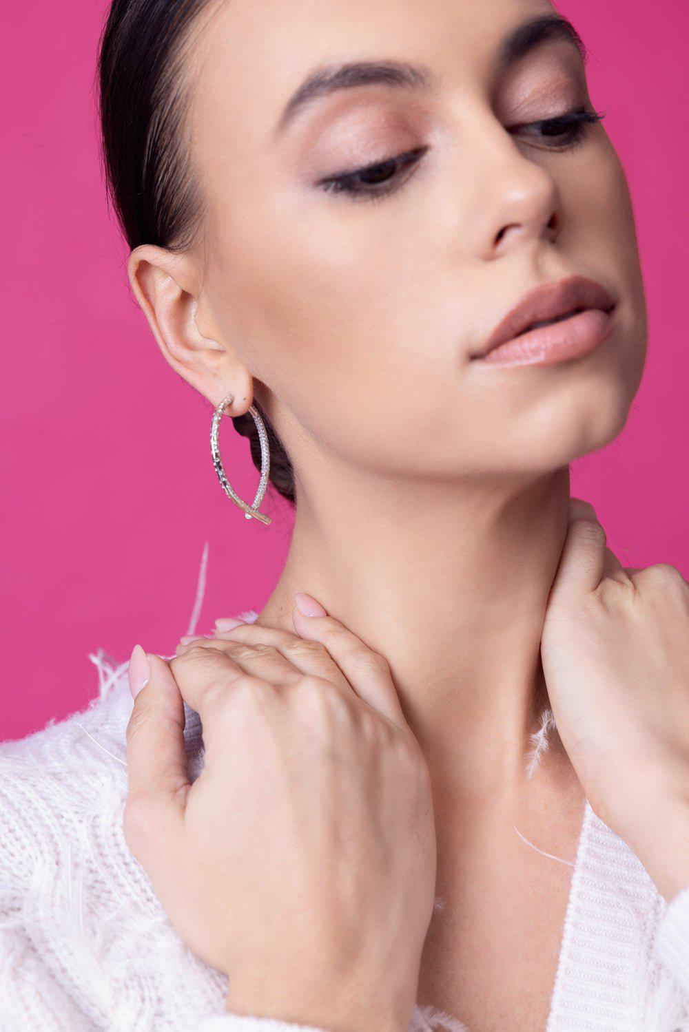TABAYER-Oera Orb Diamond Earrings-WHITE GOLD
