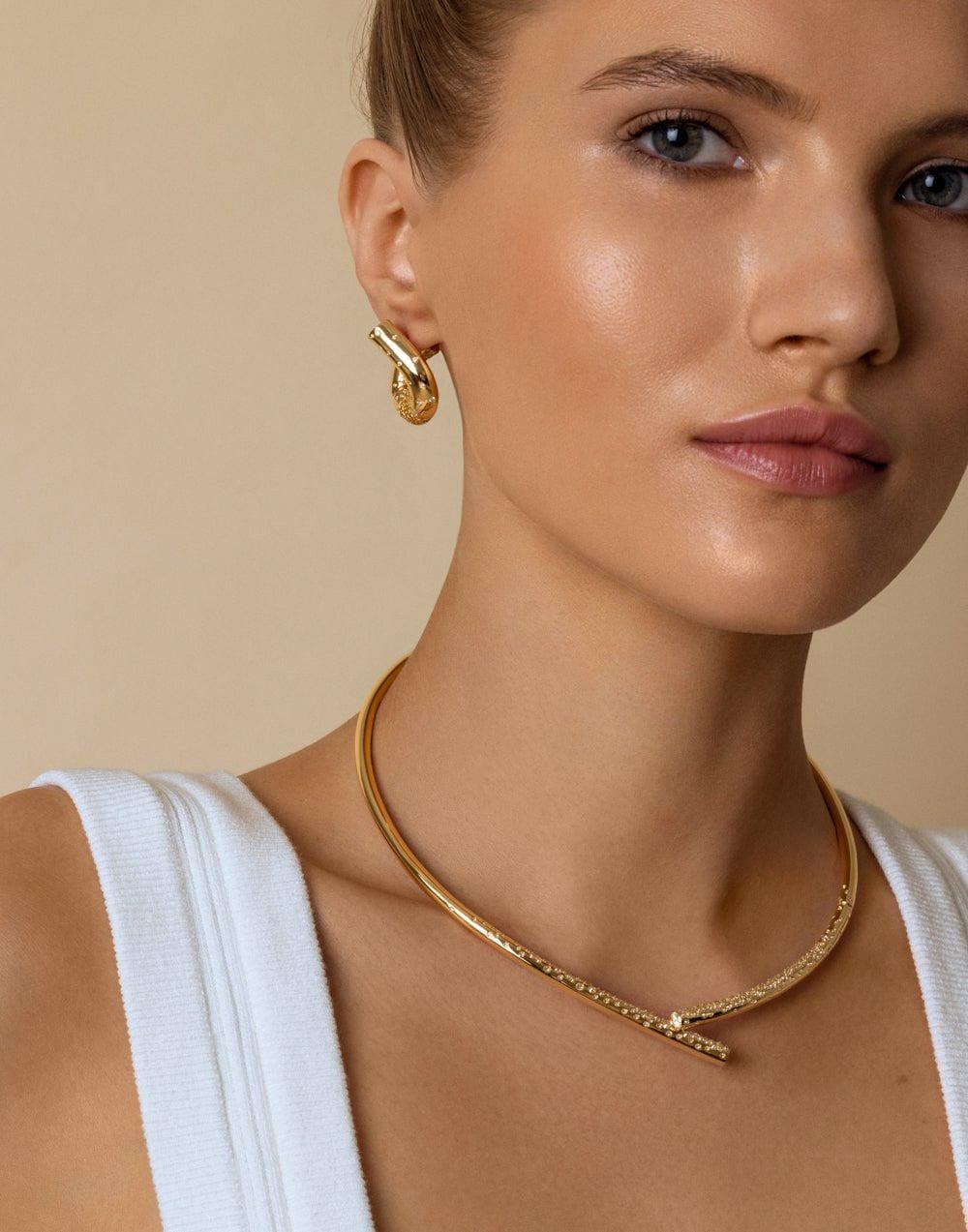 TABAYER-Inverted Oera Diamond Earrings-YELLOW GOLD