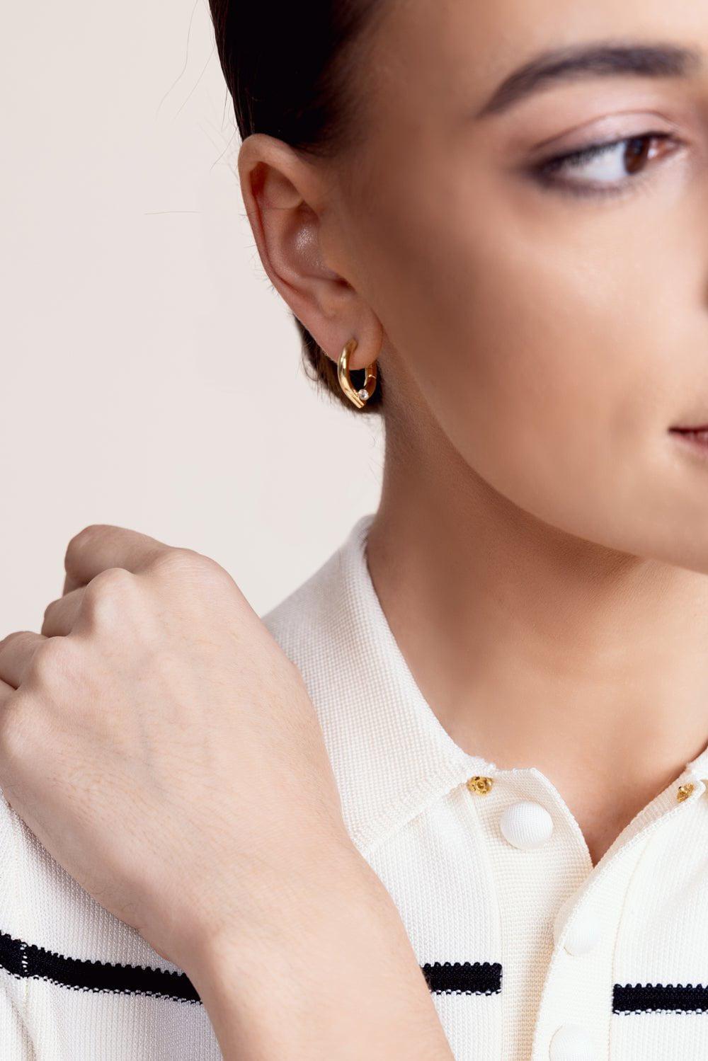 TABAYER-Mini Oera Diamond Earrings-YELLOW GOLD