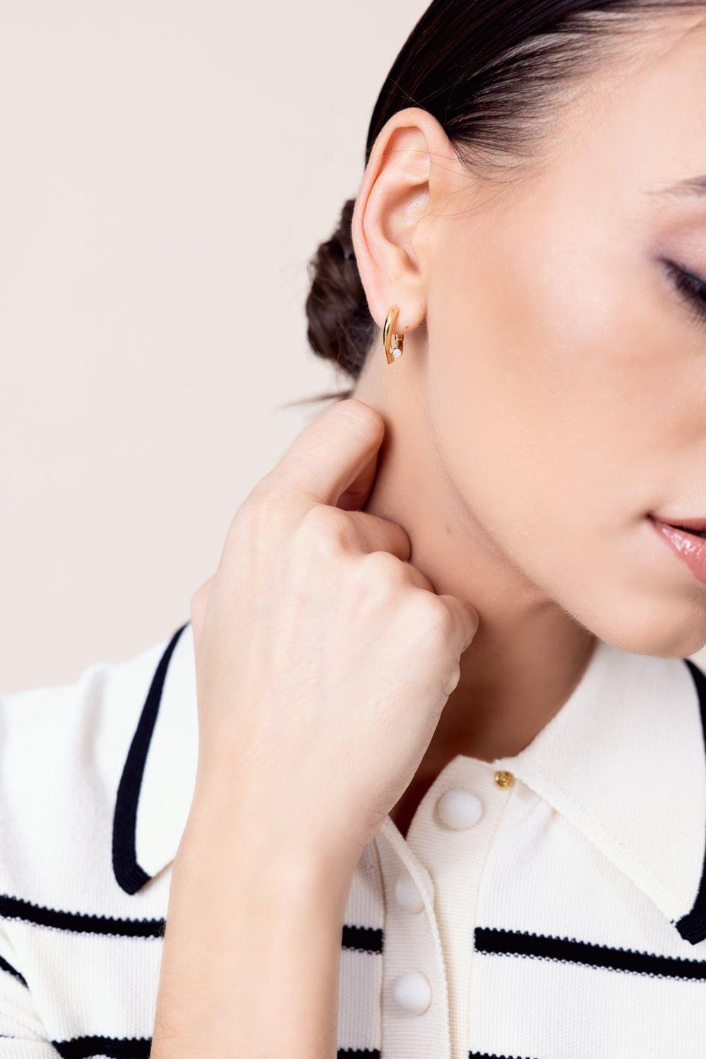 TABAYER-Mini Oera Diamond Earrings-YELLOW GOLD