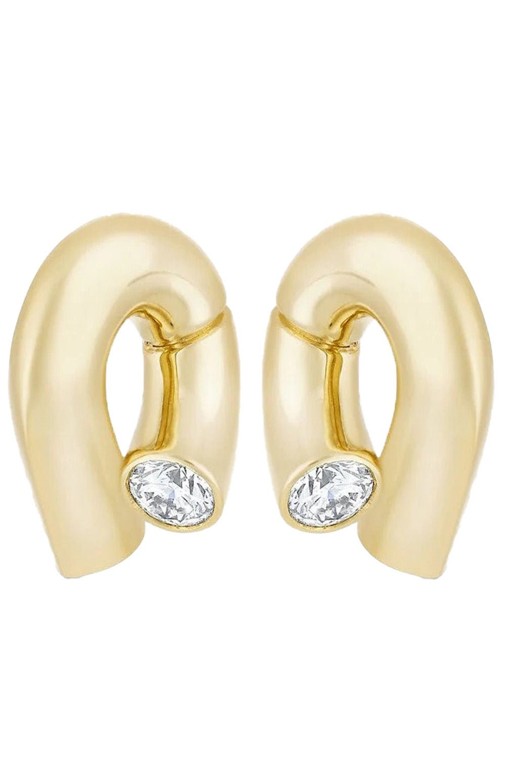 TABAYER-Yellow Gold Diamond Oera Stud Earrings-YELLOW GOLD