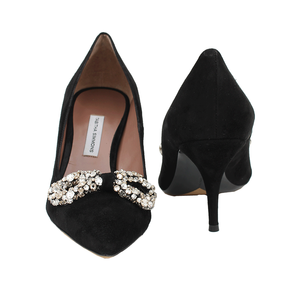 TABITHA SIMMONS-Jeanie Suede Crystal Bow Pump-