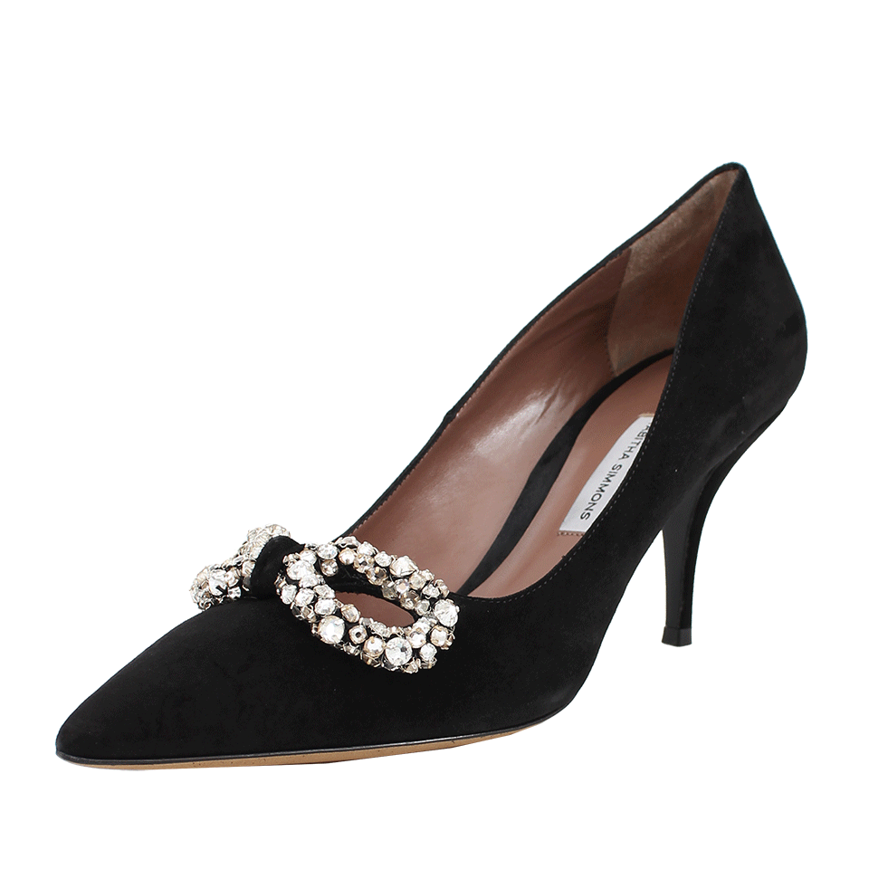 TABITHA SIMMONS-Jeanie Suede Crystal Bow Pump-