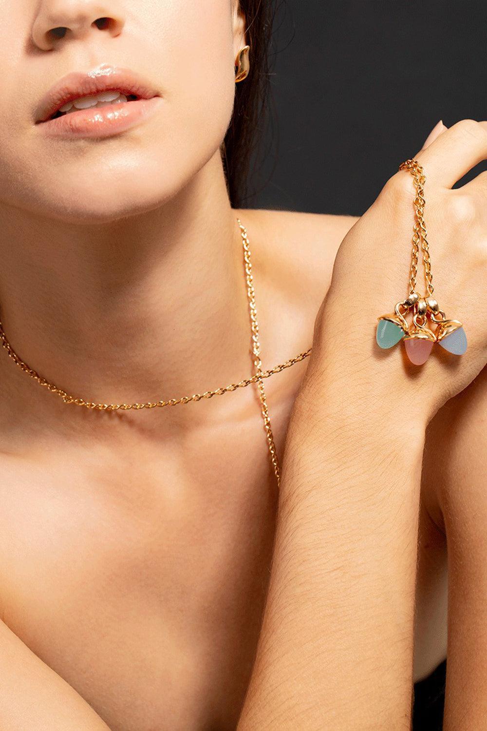 Rosa Tourmaline Mikado Bouquet Pendant-YELLOW GOLD-JEWELRYFINE JEWELPENDANT-TAMARA COMOLLI