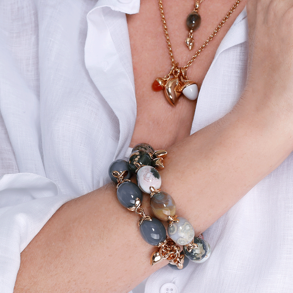 TAMARA COMOLLI-Grey Moonstone Coconut Link Bracelet-ROSE GOLD
