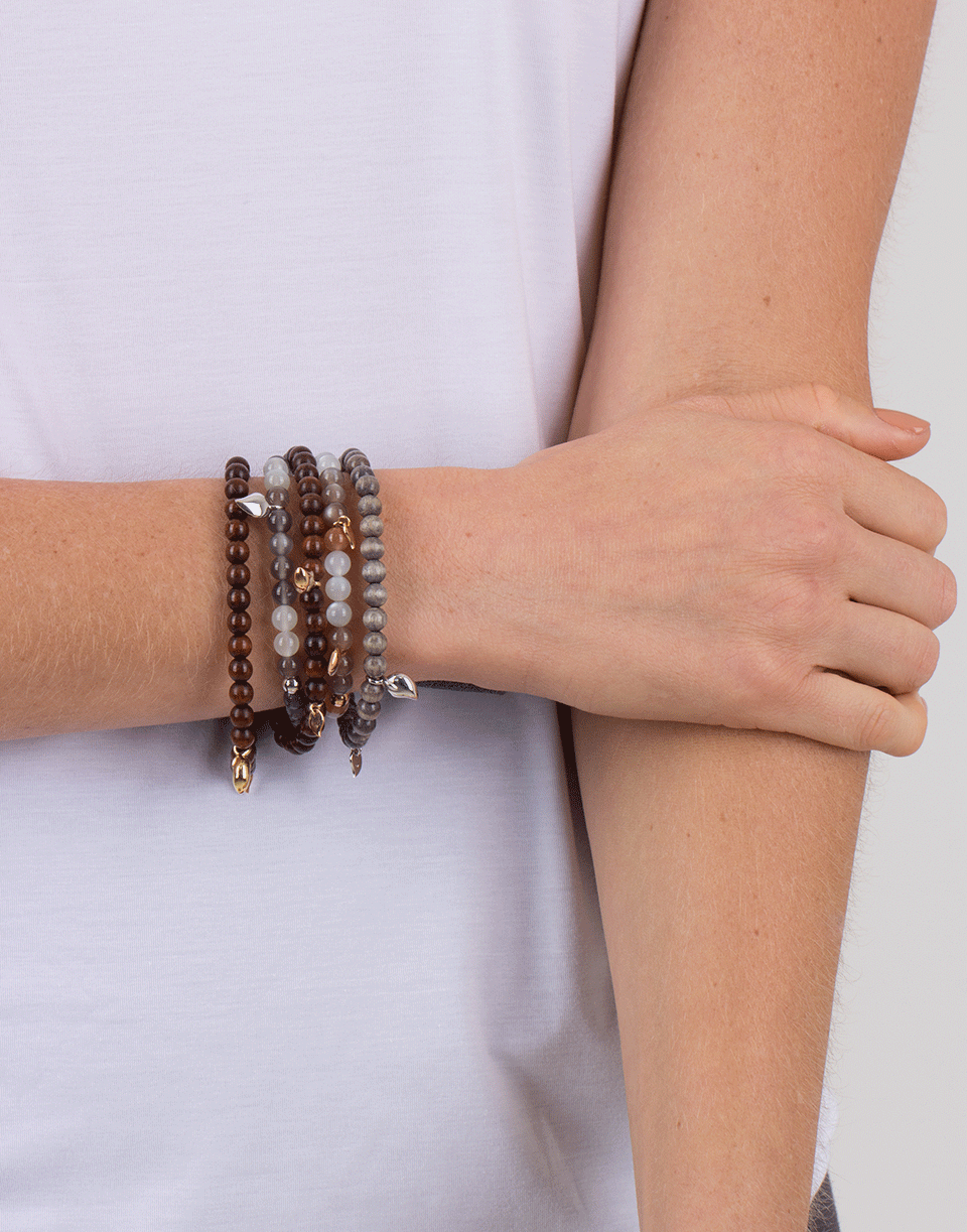 TAMARA COMOLLI-India Snake Wood Beaded Bracelet-ROSE GOLD