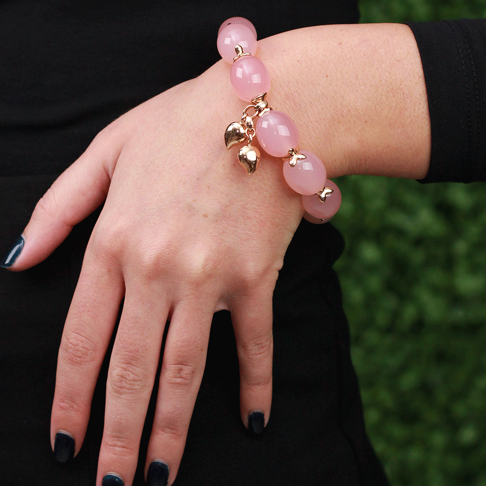 TAMARA COMOLLI-Large Pink Chalcedony Bracelet-ROSE GOLD
