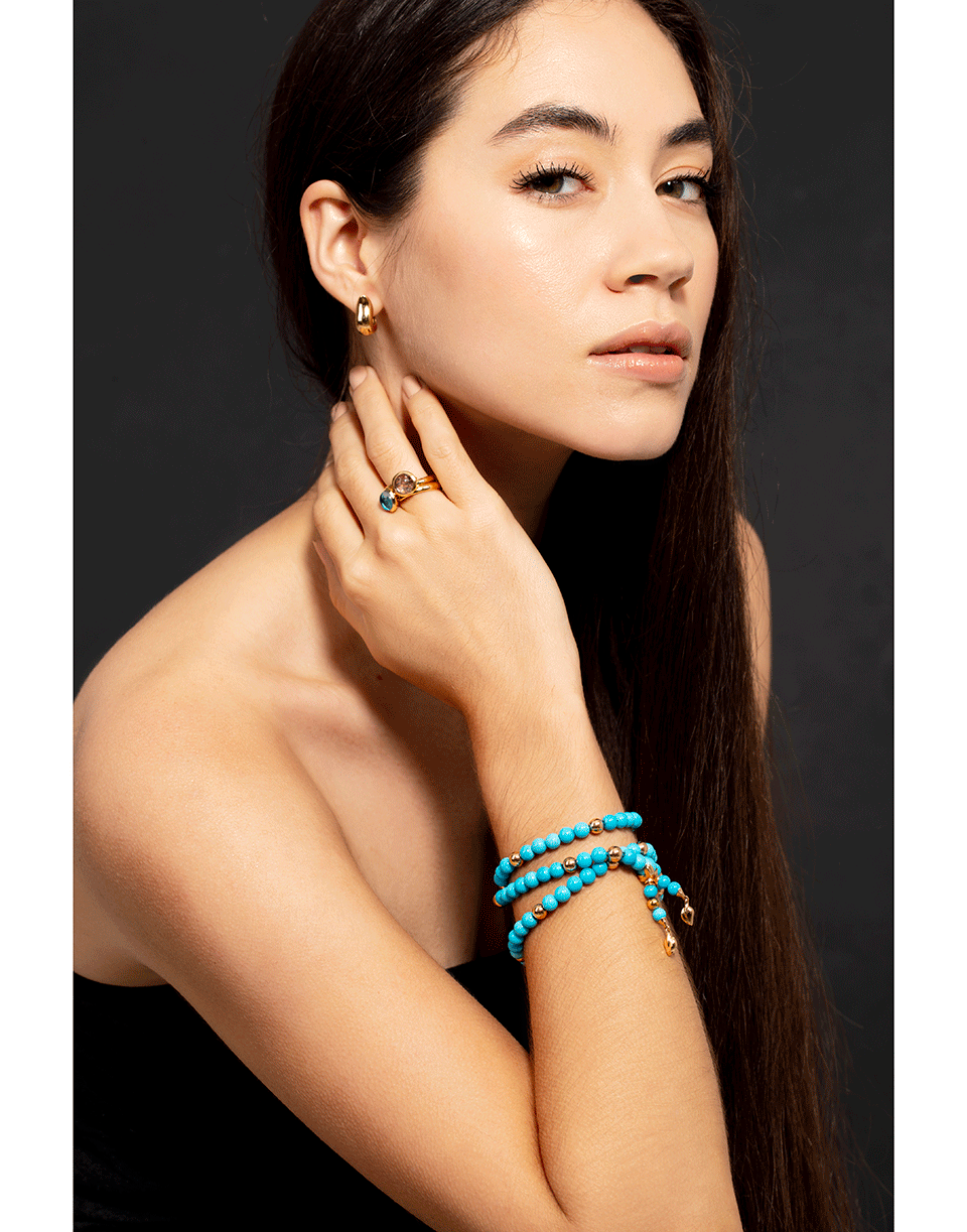 TAMARA COMOLLI-Turquoise India Wrap Bracelet-ROSE GOLD
