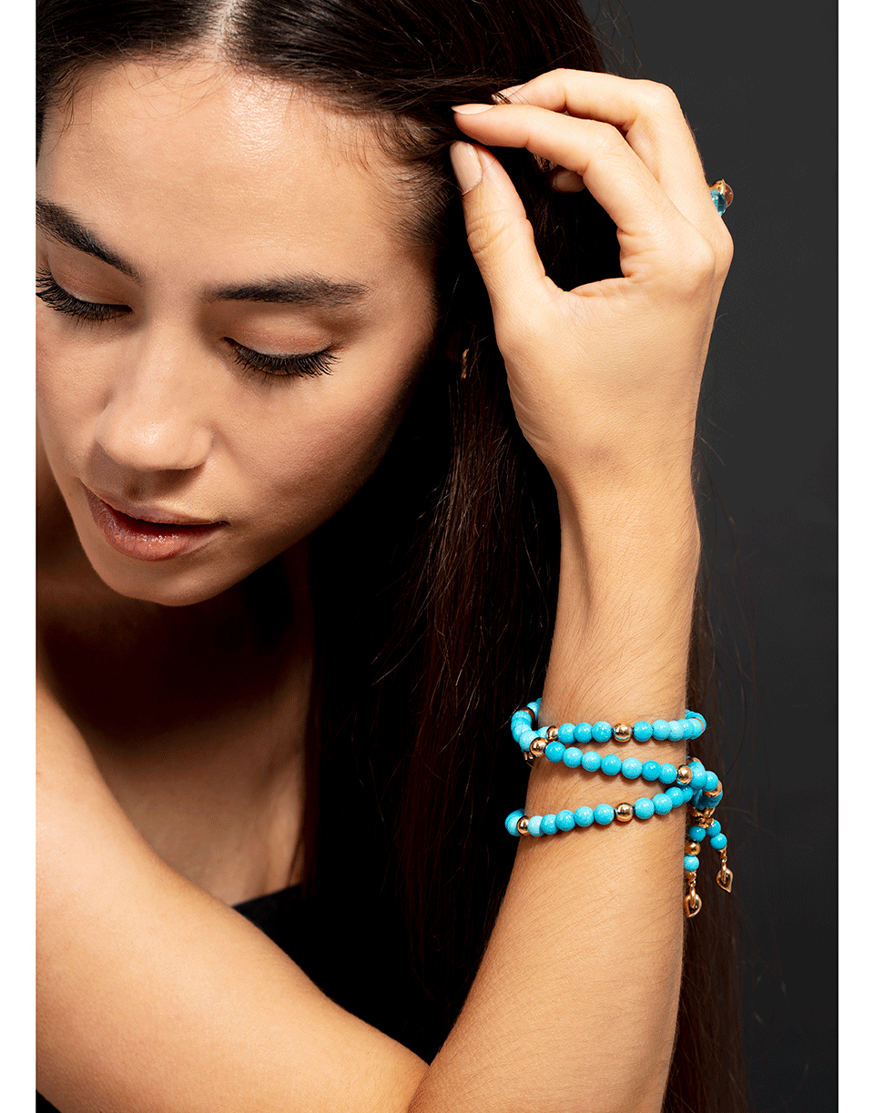TAMARA COMOLLI-Turquoise India Wrap Bracelet-ROSE GOLD