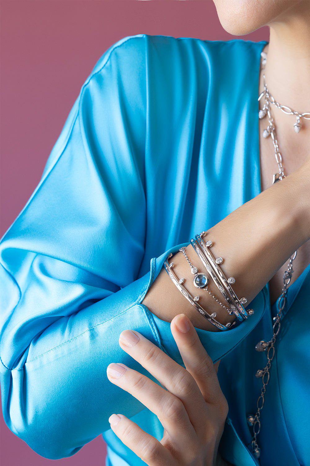 TAMARA COMOLLI-Gypsy Diamond Drop Bangle-WHITE GOLD