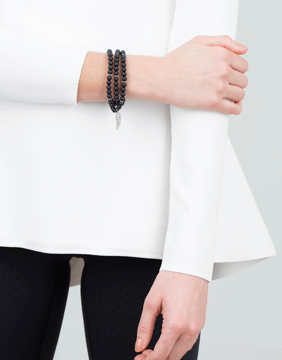 TAMARA COMOLLI-Ebony Wood India Wrap Bracelt-WHITE GOLD