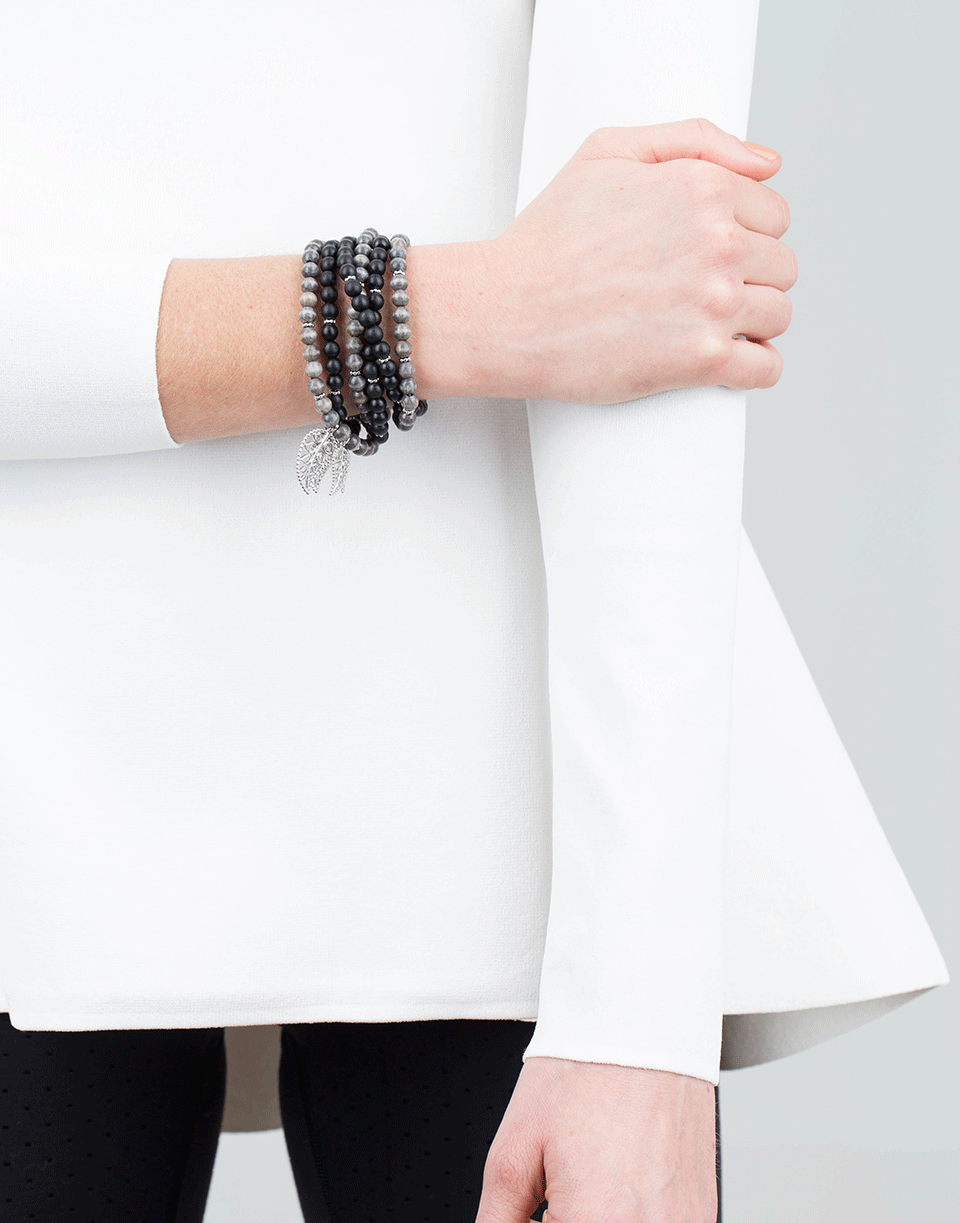 TAMARA COMOLLI-Ebony Wood India Wrap Bracelt-WHITE GOLD
