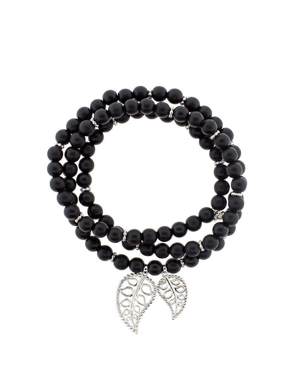 TAMARA COMOLLI-Ebony Wood India Wrap Bracelt-WHITE GOLD