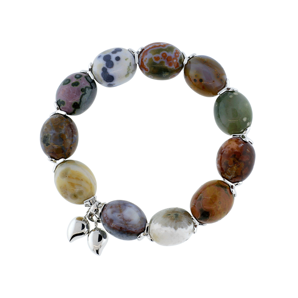 TAMARA COMOLLI-Ocean Jasper Slip-On Bracelet-WHITE GOLD
