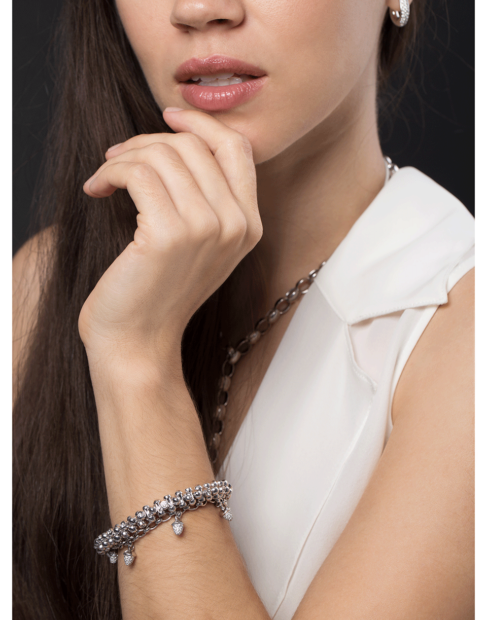 TAMARA COMOLLI-Pave Diamond Charm Mikado Bracelet-WHITE GOLD