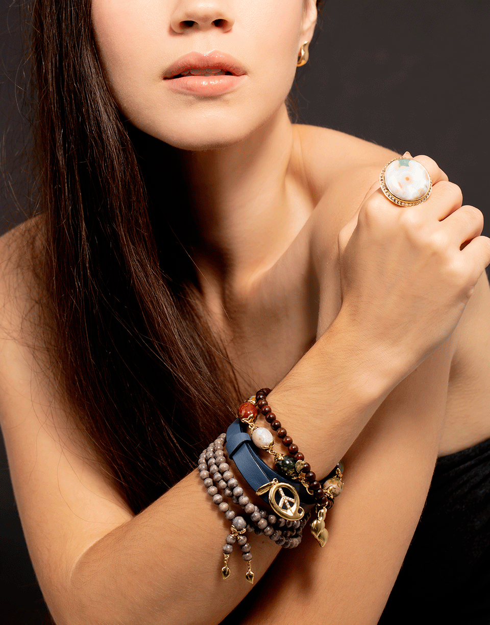 TAMARA COMOLLI-India Snakewood Beaded Bracelet-YELLOW GOLD