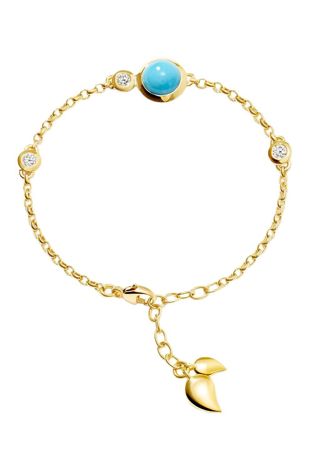Turquoise Mini Bouton Chain Bracelet-YELLOW GOLD-JEWELRYFINE JEWELBRACELET O-TAMARA COMOLLI