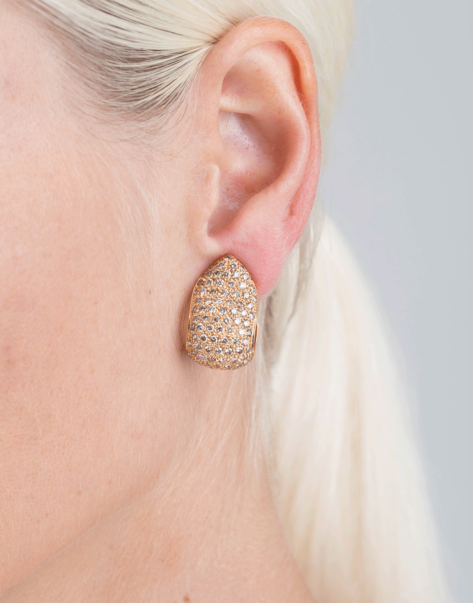 TAMARA COMOLLI-Cognac Diamond Pave Clip Earrings-ROSE GOLD