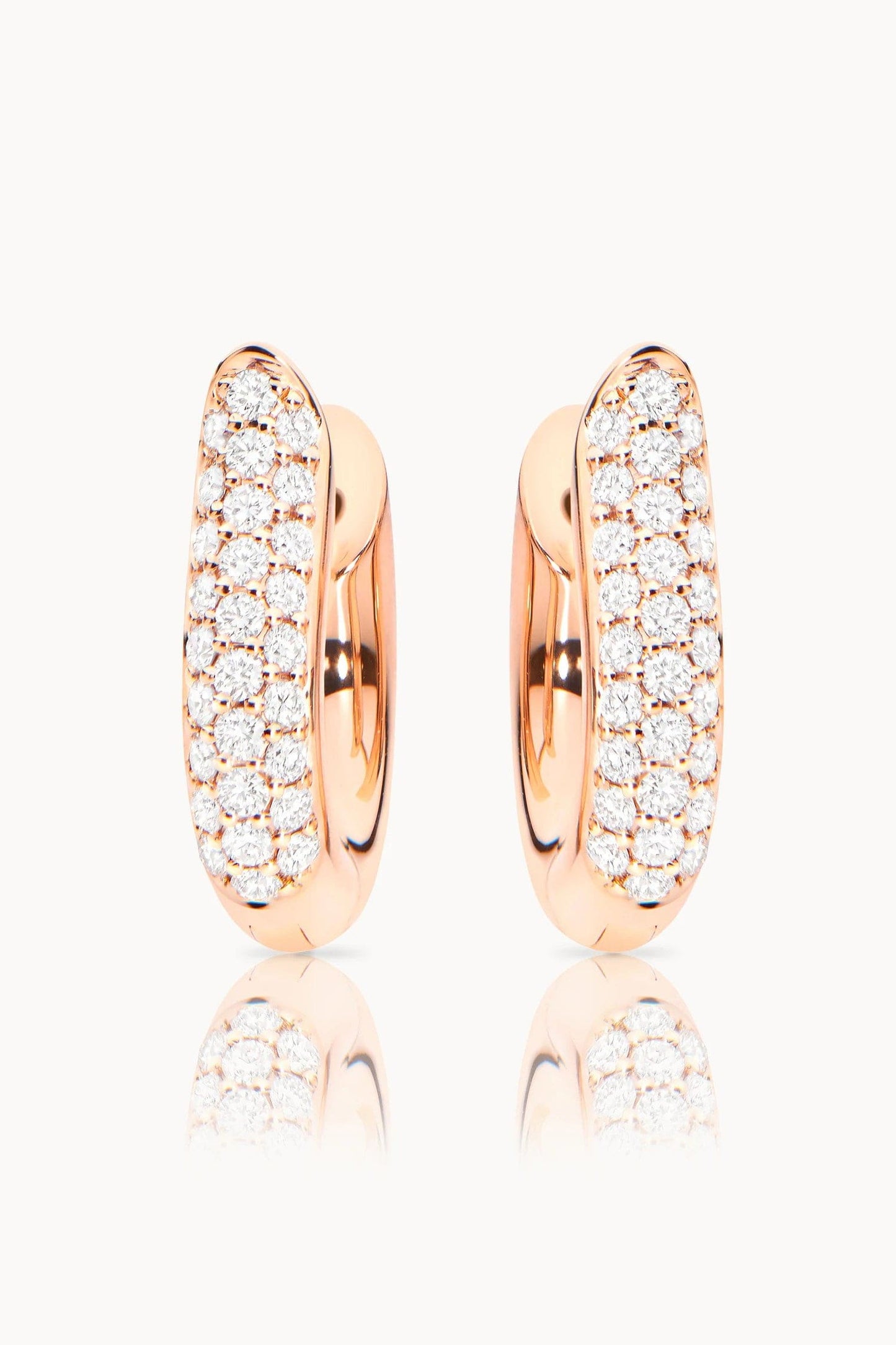 TAMARA COMOLLI-Medium Pave Diamond Drop Hoop Earrings-ROSE GOLD