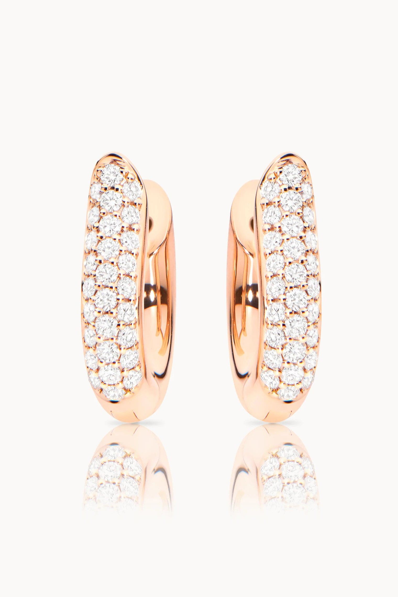 TAMARA COMOLLI-Medium Pave Diamond Drop Hoop Earrings-ROSE GOLD