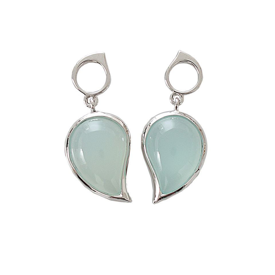 TAMARA COMOLLI-Aqua Chalcedony Small Single Drop Earrings-WHITE GOLD
