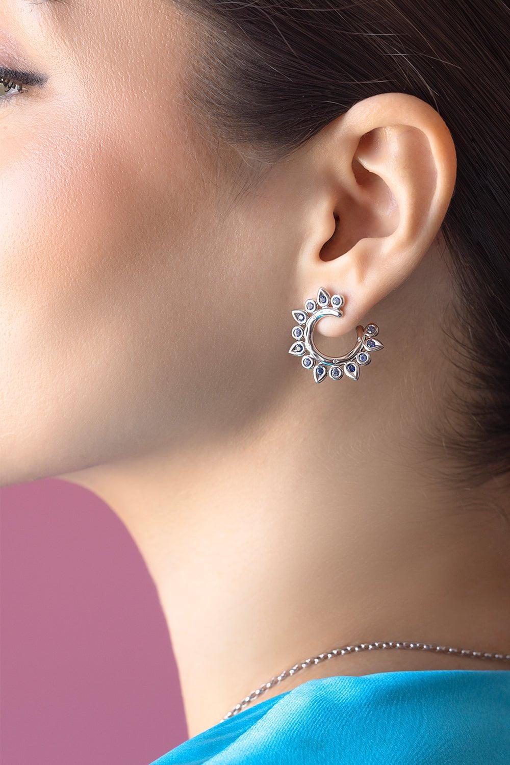 TAMARA COMOLLI-Gypsy Sun Ocean Hoop Earrings-WHITE GOLD