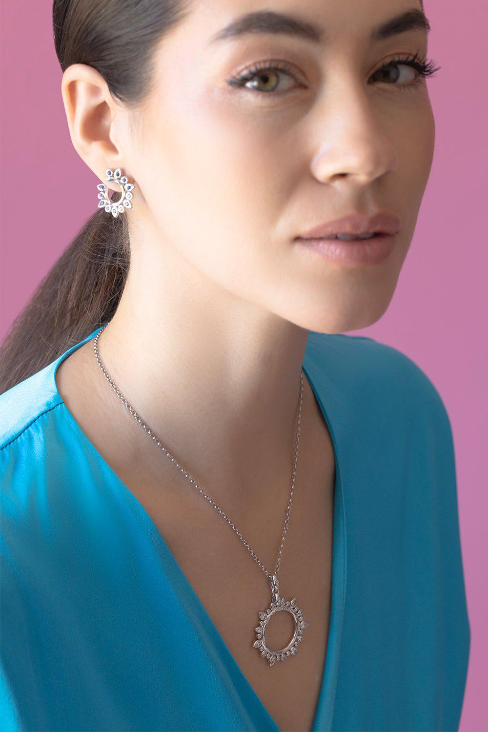 TAMARA COMOLLI-Gypsy Sun Ocean Hoop Earrings-WHITE GOLD