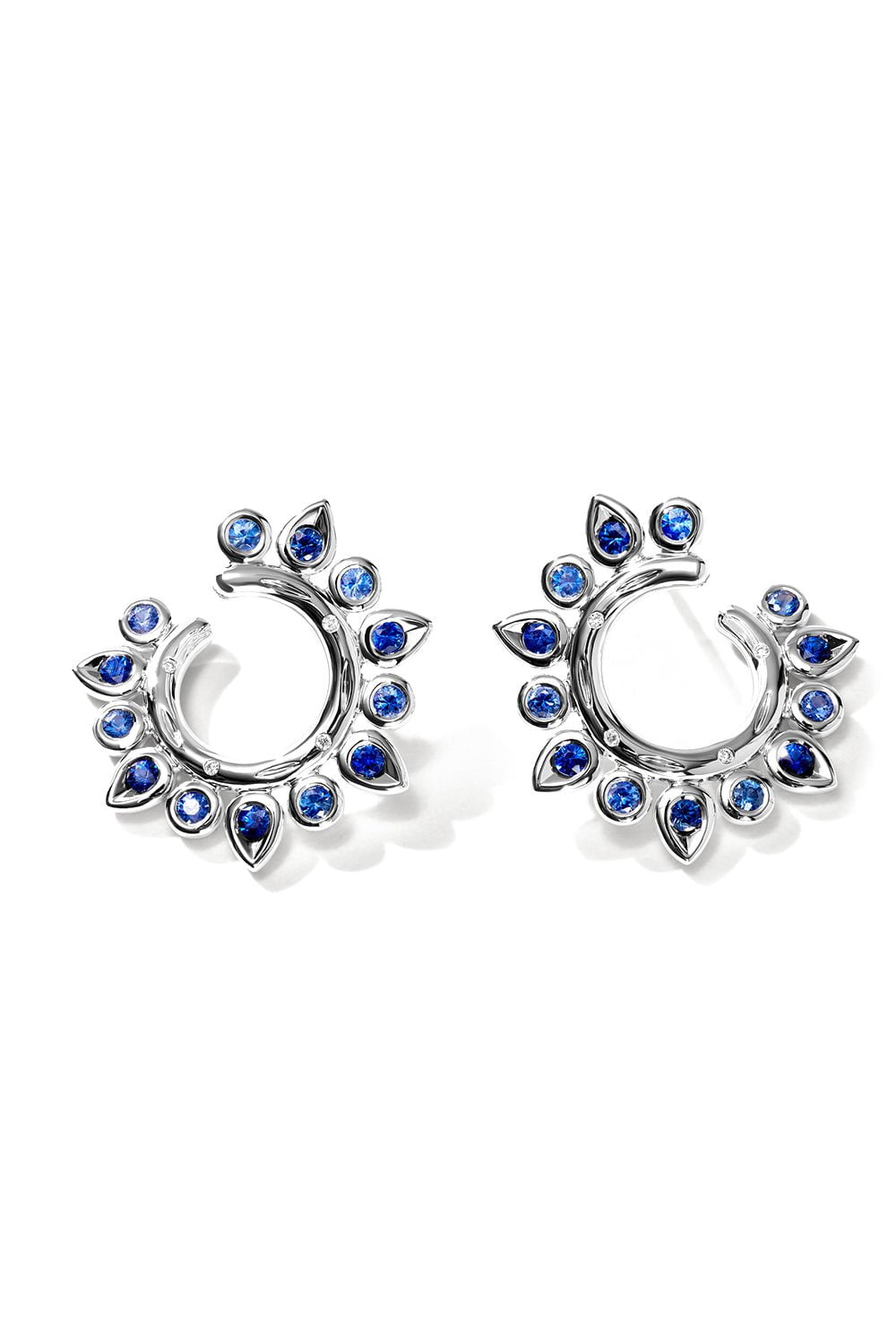TAMARA COMOLLI-Gypsy Sun Ocean Hoop Earrings-WHITE GOLD